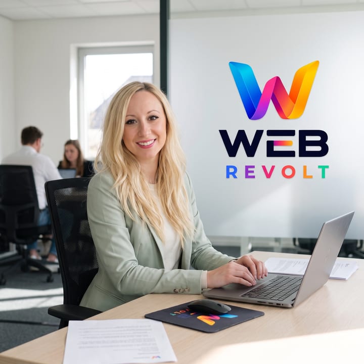 Julie Licata, créatrice de Web Revolt, dans son espace de travail.